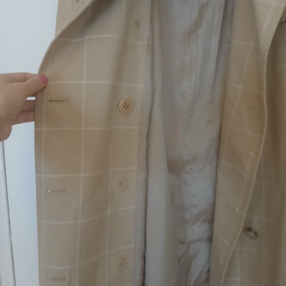Beige Plaid Ralph Lauren Women's Trenchcoat Size L - Picture 7 of 8